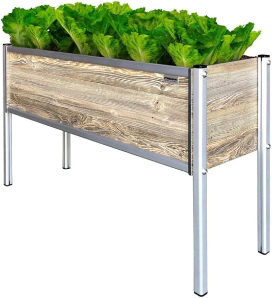 Foreman Raised Garden Bed with Legs- Outdoor Garden Box- Outdoor Planter- 36”Lx12”Wx25”H Elevated Planter Box for Backyard Patio Balcony, Amaretto