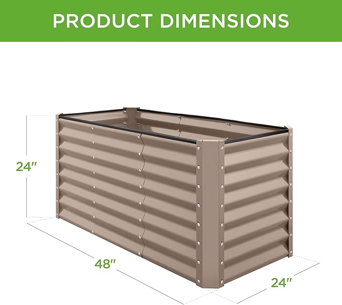 Best Choice Products 4x2x2ft Outdoor Metal Raised Garden Bed, Deep Root Planter Box for Vegetables, Flowers, Herbs w/ 119 Gallon Capacity - Taupe