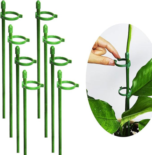 Belit 8 Pack Small Plant Support Plant Stakes, Adjustable Garden Single Stem Support Stake, Planter Support Ring for Orchid, Rose, Peony, Peppers and More, DIY 24 inch