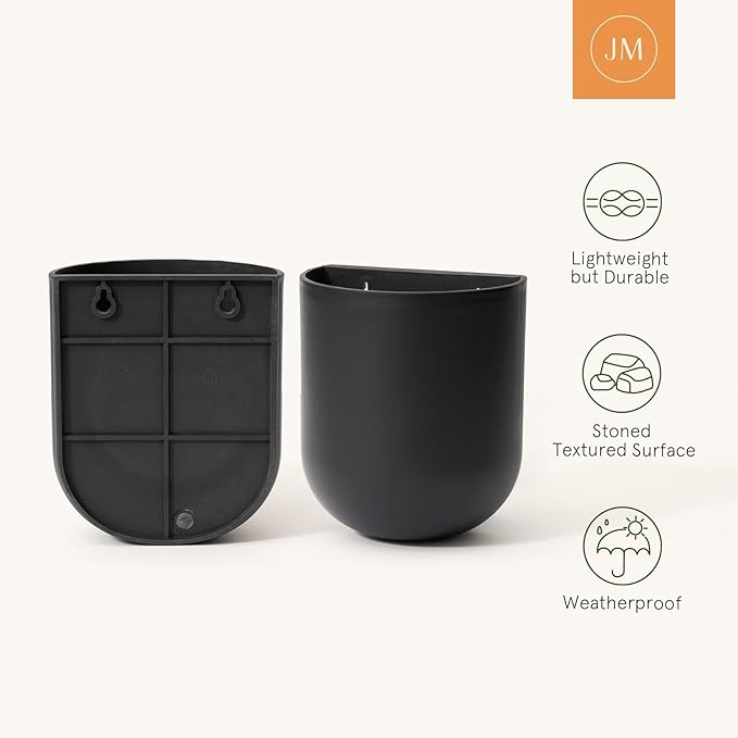 LA JOLIE MUSE Wall Hanging Planters for Indoor Plants，Hanging Flower Pots for Air Plants Succulent, Set of 2, 5.7L*4.1W*7H, Black