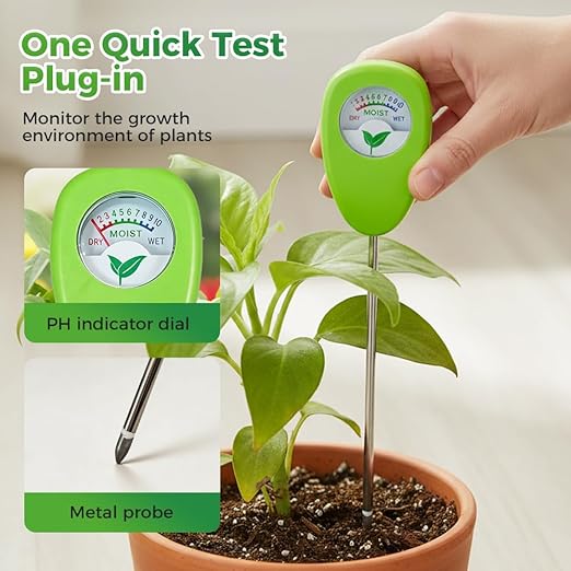 Soil Moisture Meter for Plants, No Battery Plant Moisture Tester with Hygrometer Dial, Water Monitor for Indoor Outdoor Plants, Garden, Potted Plants, Lawn (1pcs)