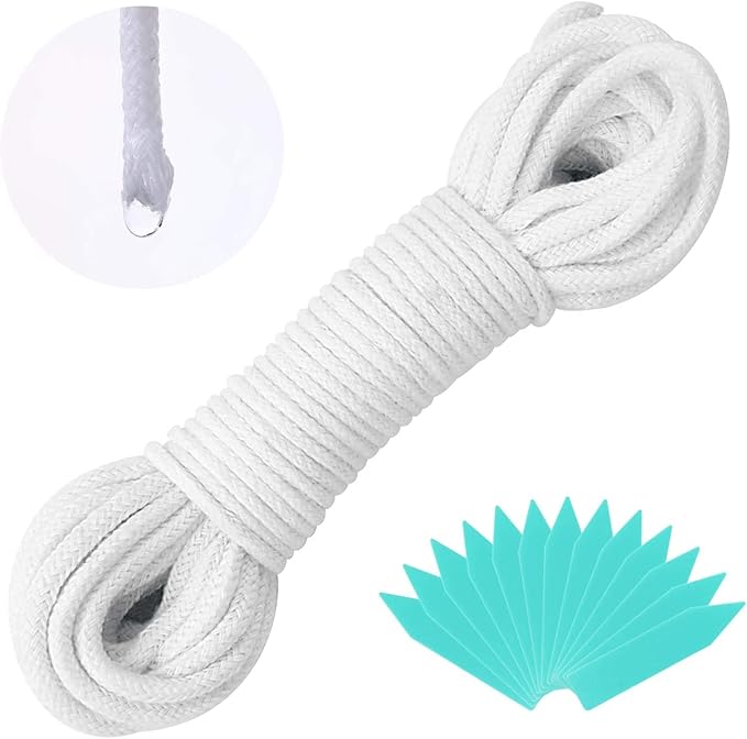 Augshy 1/4 Inches Self Watering Wick Cord String, Cotton Rope for DIY Plant Automatic Watering Device (70 Feet)