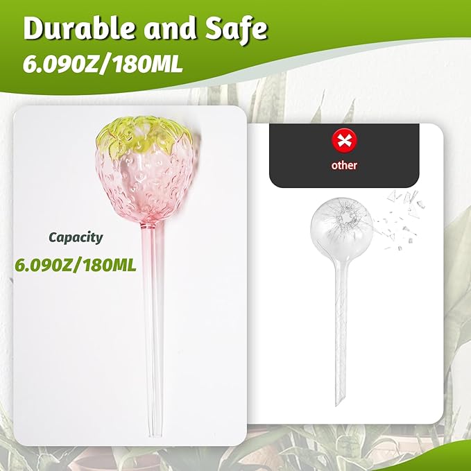 Plant Watering Globes, 2pcs Self Watering Planter Insert, Glass Watering Bulbs for Indoor Outdoor Plants, Mushroom Top-Fill Plant Watering Devices for Travel Vacation While Away