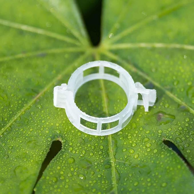 BLUE world Plant Support Clips, 50 Pieces, Plastic Garden Clips, Plant Tie Clips for Tomatoes, Cucumbers, Squash Vines, 1 Inch Inner Diameter (100, White)
