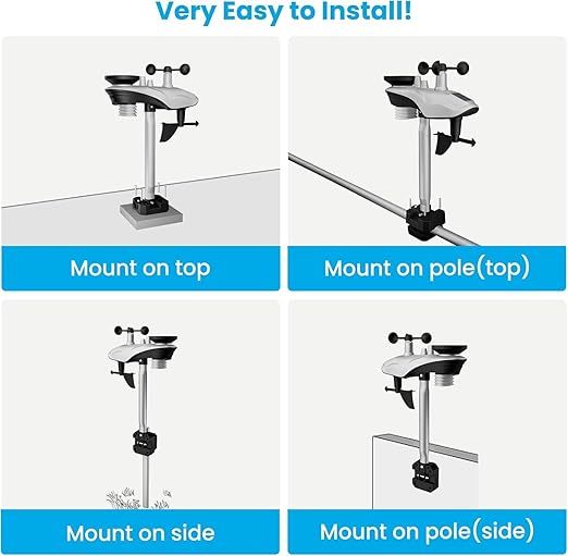 Sainlogic Weather Stations Wireless Indoor Outdoor SA6, Weather Station with Rain Gauge and Wind Speed, Weather Forecast, Temperature, Air Pressure, Humidity, Moon Phase, Alarm Clock(No WiFi)