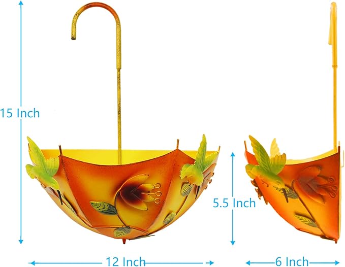 TIANCENTRAL H Farmhouse Metal Hanging Planter with Drainage Holes for Herbs or Flowers Indoor Outdoor Use by 12"x15"