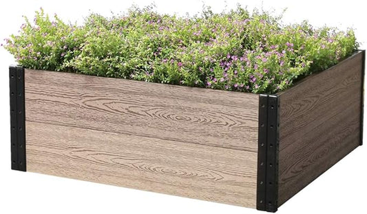 Everbloom Deep-Root Raised Garden Bed, 36"x38"x14",Composite Wood Plastic Planter Box Outdoor, Easy Assembly Brown Rectangle Planter for Vegetables Flowers Herbs,Backyard/Patio/Garden
