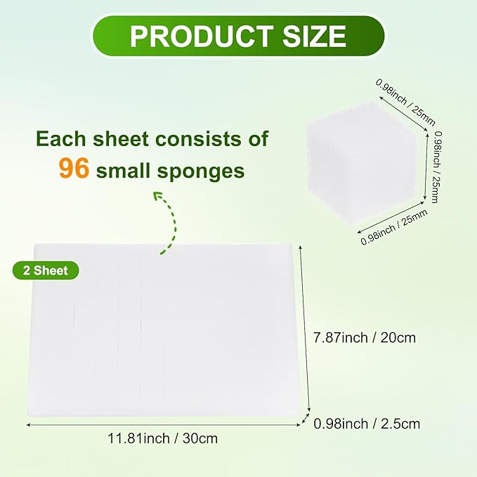 192-Pack Hydroponics Sponges, 0.98 Inch Growing Media Square Sponges for Planting Gardening Tool/Grow Seedlings/Home Vegetable Flower, Soilless Cultivation Seedling [White]