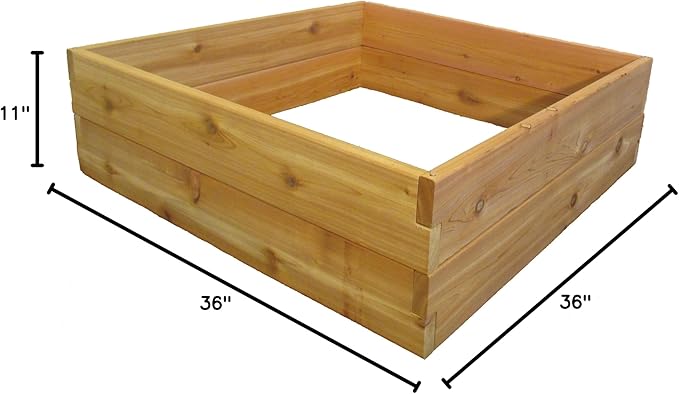Infinite Cedar 3 ft x 3 ft x 11 in Raised Garden Bed Kit - Made from 1" Thick Western Red Cedar from North America