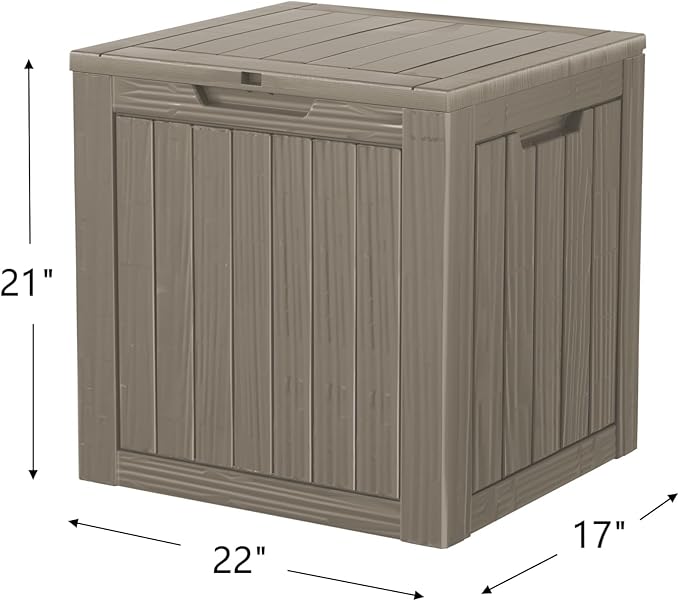 35 Gallon Lockable Resin Outdoor Storage Box, Waterproof & Weather Resistant Deck Box for Patio Cushion, Garden Tools & Pool Accessories, Grey