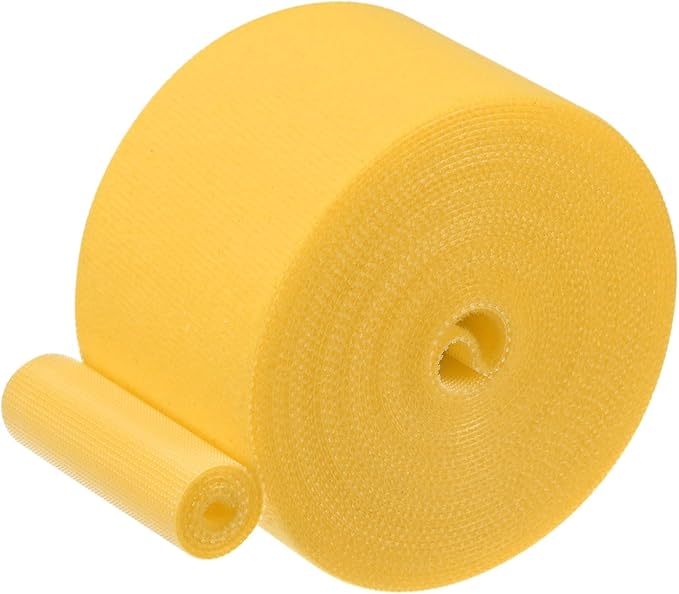1-Roll Garden Plant Tape, 16 ft x 2 in Garden Hook and Loop Plant Ties Multi-Purpose Use Adjustable and Reusable Twist Wire Tape for Plants/Flowers/Vines [Yellow]
