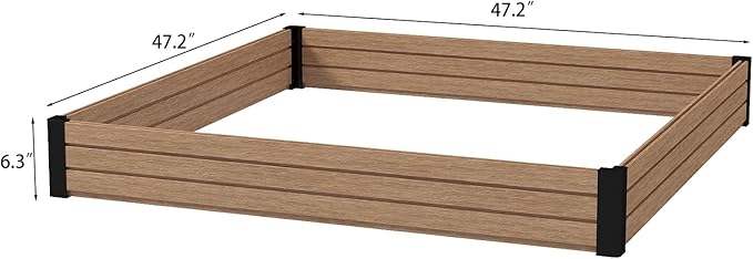Elevated Wooden Raised Garden Planter Outdoor Flower & Vegetable Box for Patio, Backyard, or Garden - Durable, Weather-Resistant Design - 47.2" x 47.2" x 6.3" (Maple)