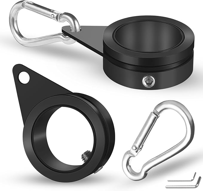 Anovo 1.25" Flag Pole Rings, Flagpole Rings Aluminum Alloy 360° Rotating Anti Wrap Flag Mounting Spinning Ring Clips for 1.02-1.25 Inch Diameter Flagpole (1.25 Inch -Pack of 2, Black)