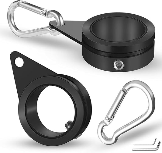 Anovo 1.25" Flag Pole Rings, Flagpole Rings Aluminum Alloy 360° Rotating Anti Wrap Flag Mounting Spinning Ring Clips for 1.02-1.25 Inch Diameter Flagpole (1.25 Inch -Pack of 2, Black)
