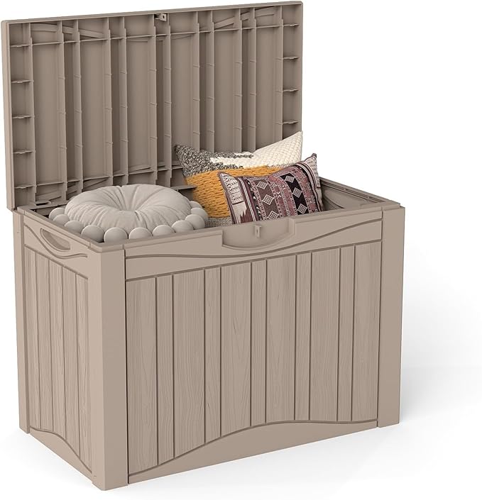Yardgrace 52 Gallon Resin Deck Box Waterproof Outdoor Storage Box for Patio Furniture Pool Accessories Indoor Storage for Cushion Garden Tools, Gray