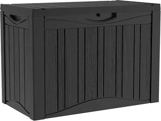Yardgrace 52 Gallon Resin Deck Box Waterproof Outdoor Storage Box for Patio Furniture Pool Accessories Indoor Storage for Cushion Garden Tools, Black