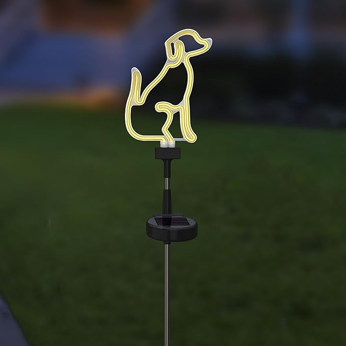Touch Of ECO Solar LED Neon Dog Stake Light - Warm White- Outdoor Garden Décor, Yard Ornaments,Landscape Light, Patio Walkway Decoration - Gift for Dog Lovers, Birthday, Christmas