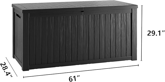 200GAL Deck Box - Black，Waterproof Outdoor Storage Binfor Patio Furniture，Garden Patio Furniture， Outdoor