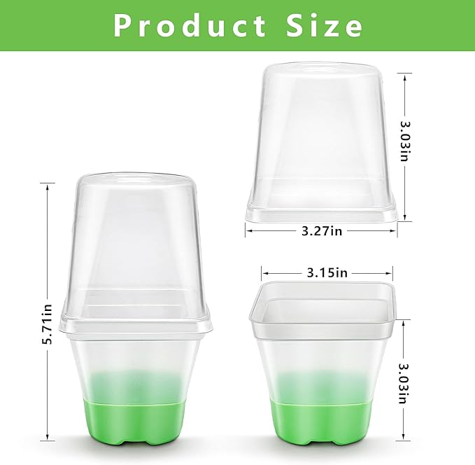 Sckee Clear Nursery Pots for Plants,30 Packs Seed Starting Pots 3.1 inch Plastic Plant Pot Seedling Pots with Drainage Holes Plant Nursery Pots with Silicone Base Seed Starting Pot