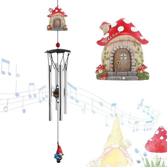 Wind Chimes for Outside 24" Mushroom Wind Chimes Outdoor Home Patio Garden Decor Windchimes Outdoors Gift Ideas for Women Mom Grandma Sisters