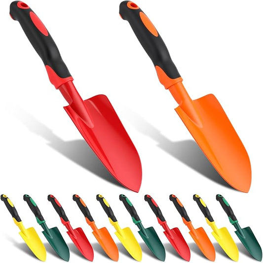 12 Pcs Garden Shovel Aluminum Alloy Heavy Duty Trowel Small Digging Shovels Metal Hand Trowel Spade with Soft Handle for Garden Lawn Yard Planting Tool (Wide Shovel,Multicolor)