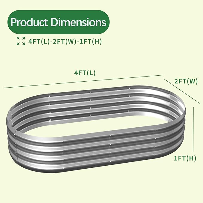 Galvanized Garden Bed kit for Vegetables/Herbs/Flowers (2PCS 4X2X1)