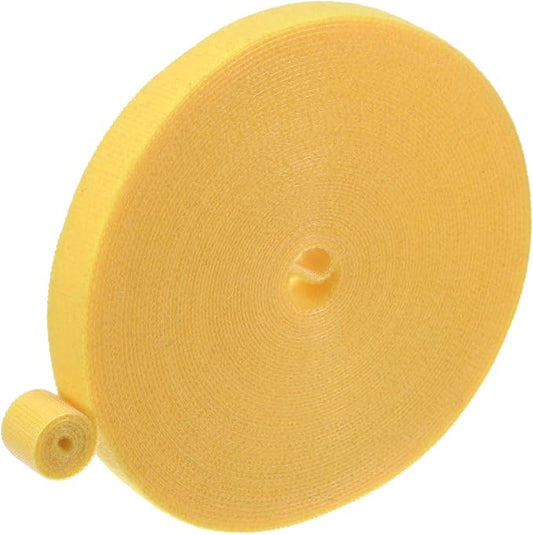 1-Roll Garden Plant Tape, 33 ft x 0.5 in Garden Hook and Loop Plant Ties Multi-Purpose Use Adjustable and Reusable Twist Wire Tape for Plants/Flowers/Vines [Yellow]