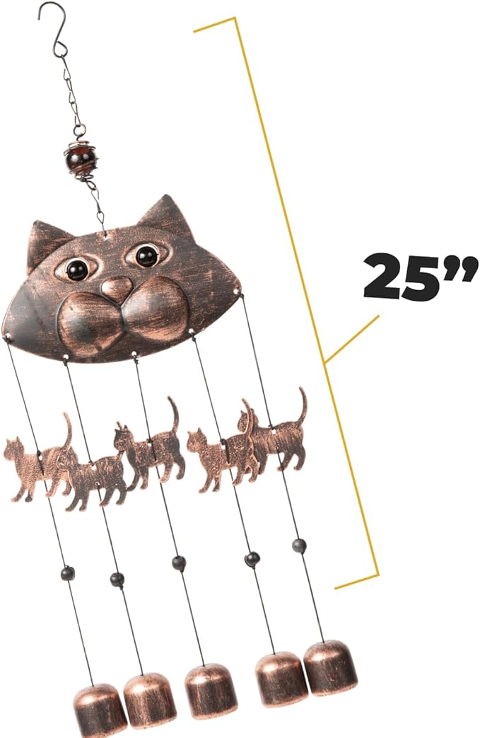 VP Home 20" H Fancy Cat Wind Chimes for Outside Unique Cat Memorial Windchime for Outdoor Decoration and Garden Decor Cat Chimes are for Women, Mom, Grandma, Unisex