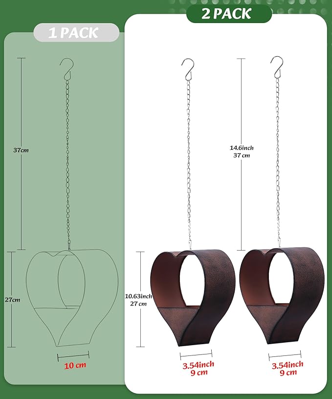 Metal Plant Hangers Indoor and Outdoor: Valentines Day Gifts for Her Wife Women Mom Garden Lovers Birthday - Heart Shape Hanging Planters for Window Wall Living Room Office Decor(2 Pack)