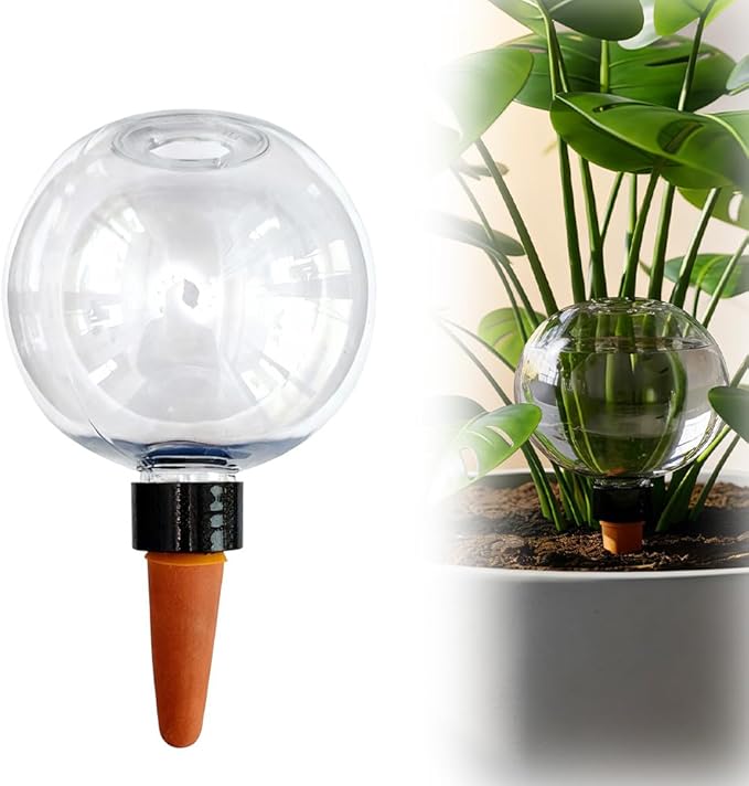 Self-Watering Globes for Indoor Plants, Clear Glass Automatic Watering Planter Insert, Self-Watering System Spikes for Release Terracotta Planter, Watering Bulbs with Slow Release (1PCS)