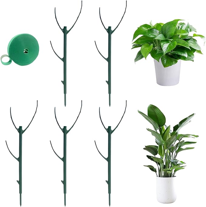 5 Pack Stackable Plant Support Stakes, Stackable Monstera Plant Support Stakes for Indoor Outdoor Plants, Stem Holder Structures Frame, Plant Sticks for Vine Training Stem Stabilization