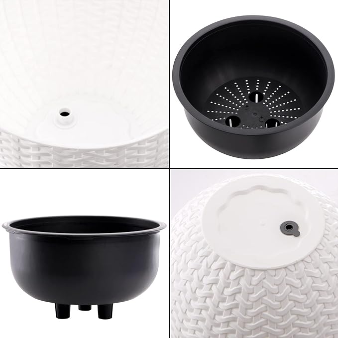 Foraineam 2-Pack Dual-pots Design Hanging Basket Planters Self-Watering Indoor Outdoor Plant & Flower Hanging Pots with Drainer and Chain, 2 Size Assorted (White)