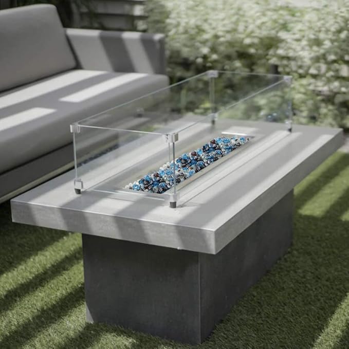 Stanbroil 10-Pound Blended Fire Glass Diamonds - 1/2 inch Fire Glass Blended Caribbean Blue, Crystal Ice, Amber Luster for Indoor and Outdoor Gas Fire Pits and Fireplaces
