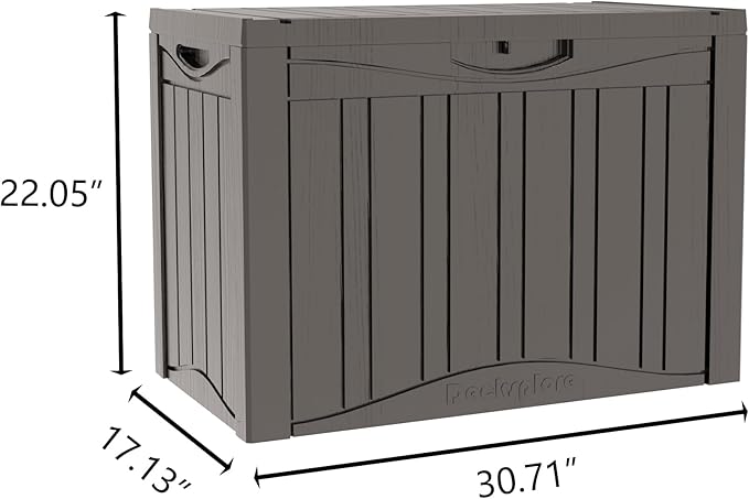 Mersco 45 Gallon Double-Wall Resin Deck Box - Lockable Waterproof Outdoor Storage Box, 515bs Capacity & Doubles as Seating for Patio Furniture - Garden Tools, Pool Accessories (Grey)