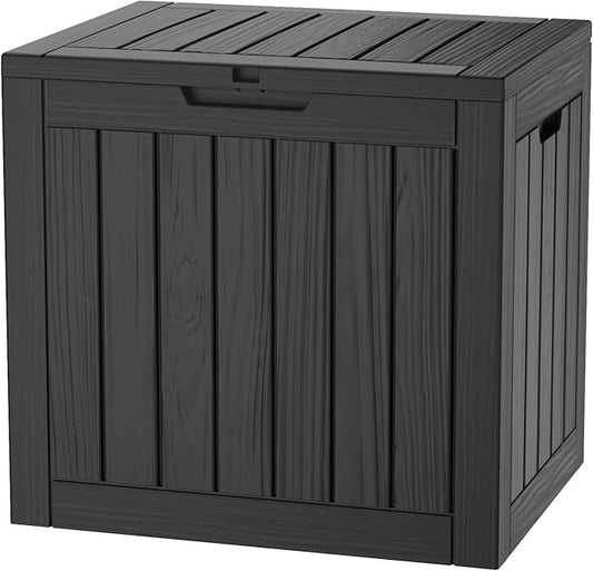 35 Gallon Lockable Resin Outdoor Storage Box, Waterproof & Weather Resistant Deck Box for Patio Cushion, Garden Tools & Pool Accessories, Black