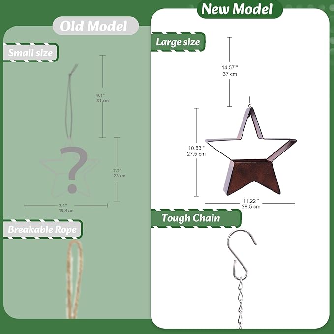 Metal Plant Hangers Indoor and Outdoor: Valentines Day Gifts for Her Wife Women Mom Garden Lovers Birthday - Star Shape Hanging Planters for Window Wall Living Room Office Decor(Rustic)