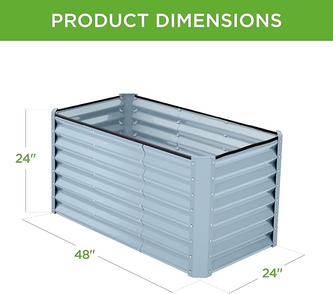Best Choice Products 4x2x2ft Outdoor Metal Raised Garden Bed, Deep Root Planter Box for Vegetables, Flowers, Herbs w/ 119 Gallon Capacity - Mist Blue