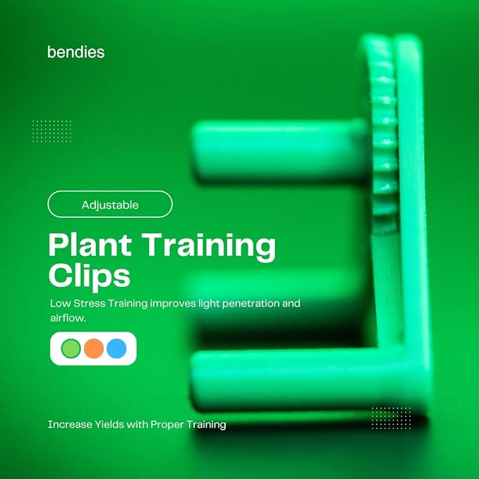 Bendies LST Plant Training Clips 100 Pack Orange - v2.0 Adjustable Low Stress Support Clips for Stem Bending, Grow Tent, Plant Ties & Gardening Accessories