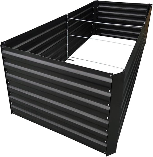 6x3x2FT Metal Raised Garden Bed Kit, Galvanized Outdoor Garden Bed Planter Box for Vegetables, Flowers, Herbs, Succulents and More, Black