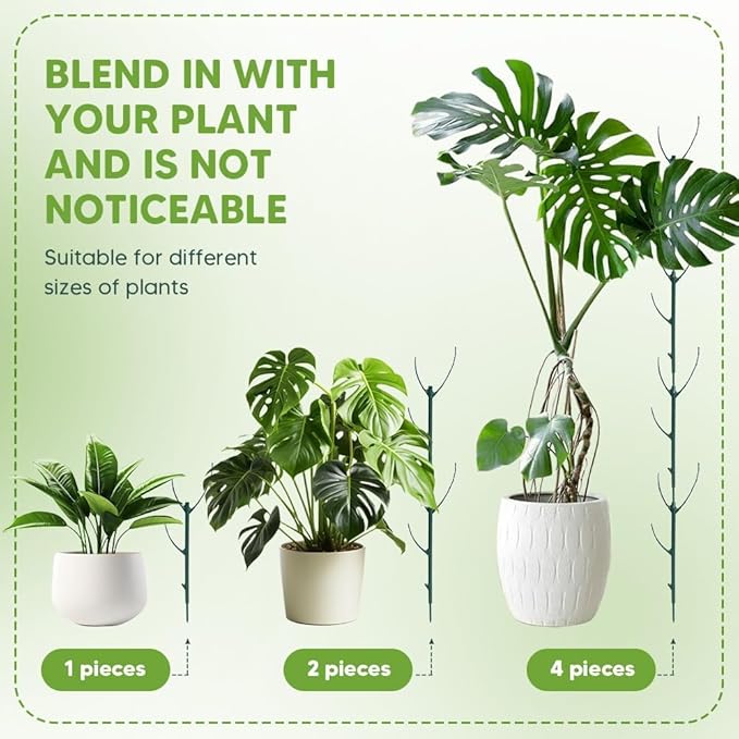 JUFFBOT Stackable Monstera Plant Support, 10 Pack Garden Plant Support Stakes for Indoor Outdoor Plants Climbing Plant Support Structures Plant Holder Stick Moss Pole for Support Tall Potted Plants