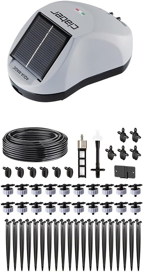 Claber Aqua Magic Solar Drip Irrigation System - Automatic Solar Watering for Up to 20 Outdoor Plants, No Faucet Required
