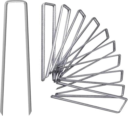 6 Inch Galvanized Garden Landscape Staples Stakes, 25 50 100 PCS Anti-Rust Garden Staples Tent Ground Stakes U-Shaped Landscape Pins for Secure Lawn Fabric, Decoration (25, 6 Inch)
