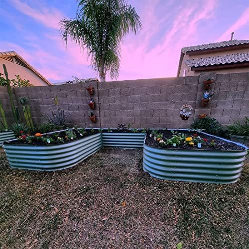 Vego garden 17" Tall U-Shape Raised Garden Bed Metal Raised Planter Bed for Vegetables Flowers Ground Planter Box-Jumbo Size