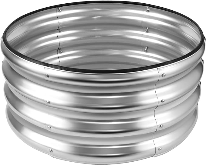 JERIA Raised Garden Bed,Galvanized Raised 2×2×1ft Planter Boxes Outdoor with Easy Assembly, Round Garden Bed for Vegetables, Fruits, Flowers