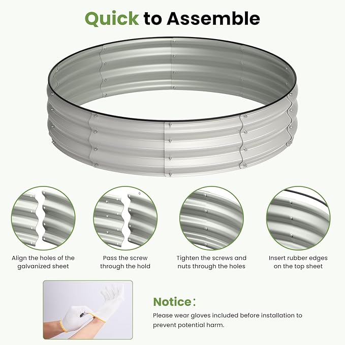Galvanized Raised Garden Bed, 4x4x1 FT Raised Garden Bed for Gardening, Large Metal Planter Box for Vegetables Flower Herb(Pearl White)
