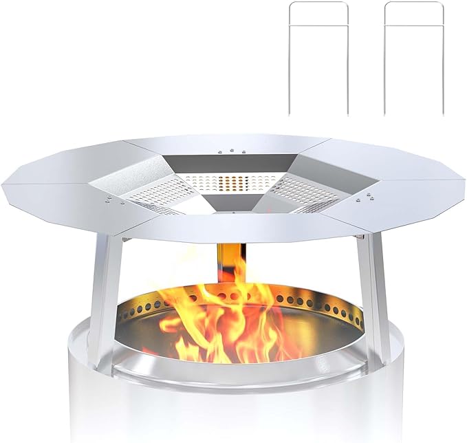 One-Piece Fire Pit Heat Deflector for Solo Stove Yukon 27", 304 Stainless Steel Heat Diffuser Accessories for Captures and Redirects Warmth for Most 27" Outdoor Backyard/Camping Fire Pit Stove