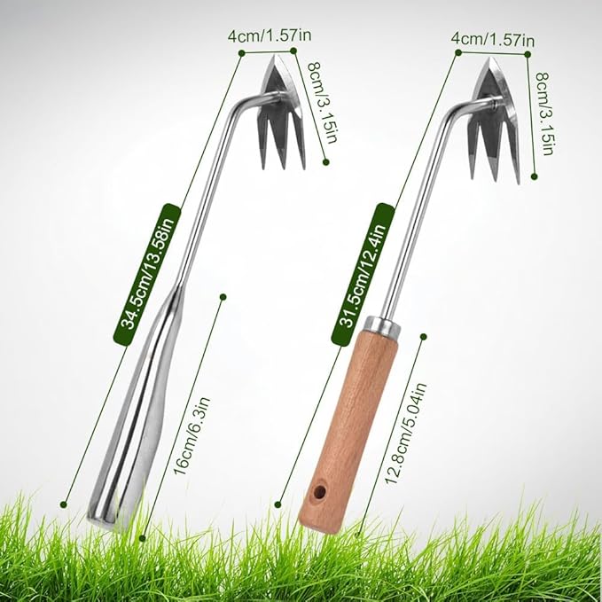 Yilia Weed Puller Tool, 2025 New Garden Weed Pulling Tool Uprooting Weeding Tool, 4 Teeth Weed Puller Tool Manganese Steel with Long Handle, Weeder Tool for Vegetable Garden Yard Planting (13.54inch)