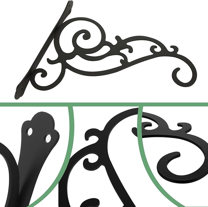 2 Pcs Hanging Plant Bracket 12-Inch, Outdoor Indoor Wall Hook Hanging Plant Brackets, Black Iron Planter Hangers Hooks for Hanging Plant, Bird Feeder, Flower Basket, Lanterns, Wind Chimes, Ornaments