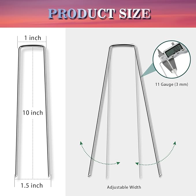 Gtongoko 120 Pack Galvanized Landscape Staples Garden Plant Cover Stakes 10 Inch 11 Gauge SOD Staples Ground Fence Stakes for Landscaping Securing Weed Barrier Fabric, Christmas Decorations