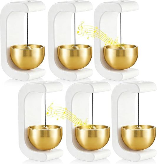 Zonon 6 Pcs Magnetic Wooden Wind Chime Doorbell Decoration Shopkeepers Bell for Door Opening C Shape for Housewarming Gift Refrigerator Room Garden Restaurant (White)